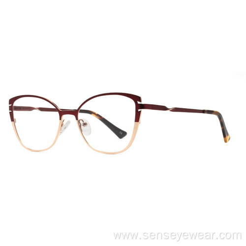 Luxury Bevel Metal Women Cat Eye Optical Frames